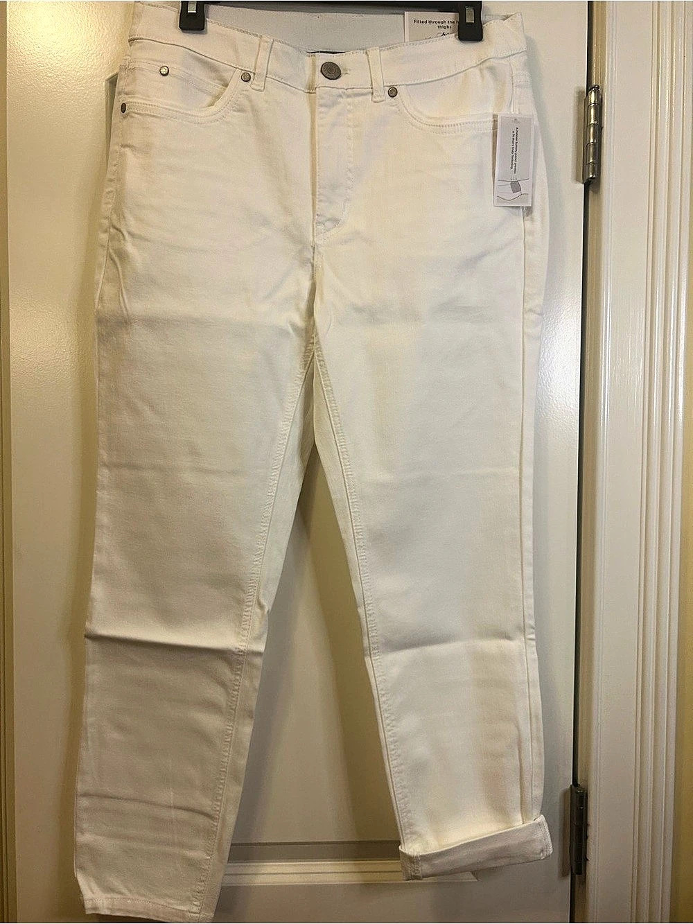 Christopher & Banks Mid-Rise Straight Leg Ankle length Jeans White Waist 10 #091